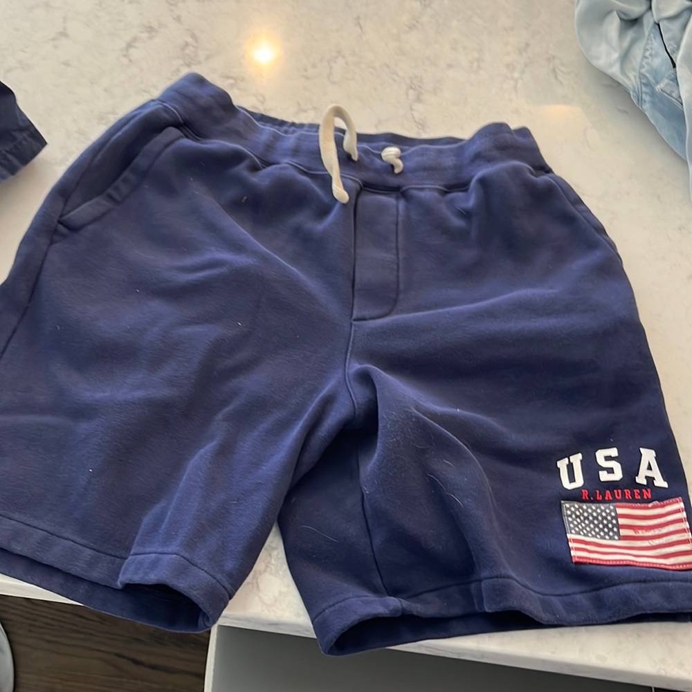USA pride. Ralph lauren gym shorts. With rear zippered pocket